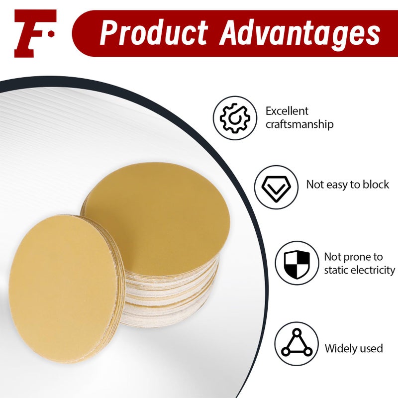 findmall Hook Loop Pads Sanding Disc 5-Inch NO-Hole 100Pcs Aluminum Oxide Round Flocking Sandpaper for Sanding Grinder Polishing Accessories (60 80 120 180 240 320) Grit (120grit) - Image 3